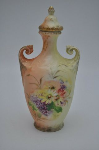 Antique Royal Saxe ES Germany Prussia Porcelain Vase Lidded Vase Floral Urn 4