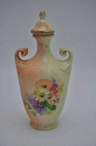 Antique Royal Saxe ES Germany Prussia Porcelain Vase Lidded Vase Floral Urn 6
