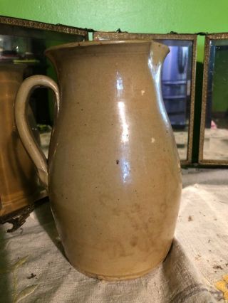 Antique Primitive Stoneware Tennessee Cookeville Pitcher Slip Glazed
