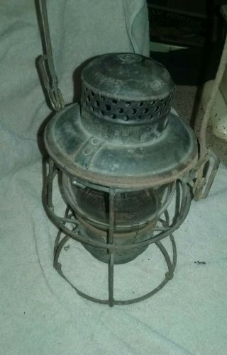 Antique Railroad Lantern 1925 Armspear Globe Etched " E " Diamond Cnx York