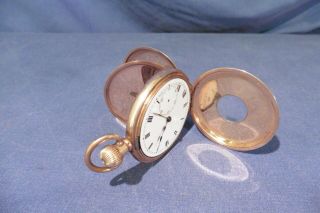 Antique Swiss Df&c 15 Jewels Pocket Watch With Dennison Gold Plated Case