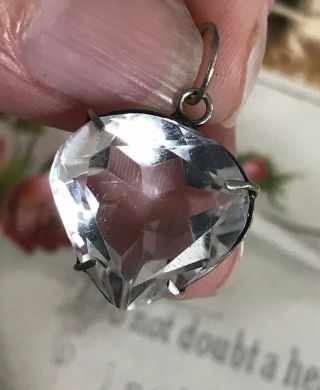 Antique Victorian Sterling Silver Rock Crystal /quartz Heart Pendant/charm