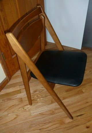 6 VINTAGE STAKMORE FOLDING CHAIRS MID CENTURY MOCERN MCM.  SET OF SIX. 2