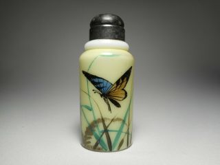 Antique 19th C.  Mt.  Washington Pairpoint Nickel Top Hand Painted Glass Shaker