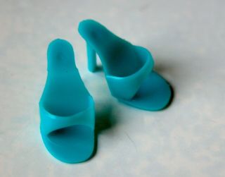 Vintage American Girl Or Color Magic Barbie Aqua Or Turquoise Open - Toe Shoes