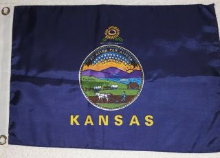 12x18 " Kansas State Flag - Motorcycle Boat Atv - Nylon Flag With Brass Grommets