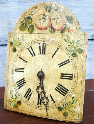 Antique American Wooden Grandfather Clock Face And Movement Parts