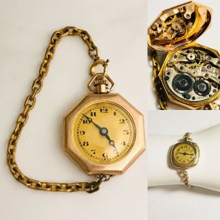 1920s Antique Art Deco Pendant Ladies Sada Mechanical Filigree Swiss Wristwatch