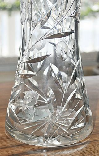 Antique American Brilliant ABP Cut Glass Tall Corset Meriden cut Floral Vase 3