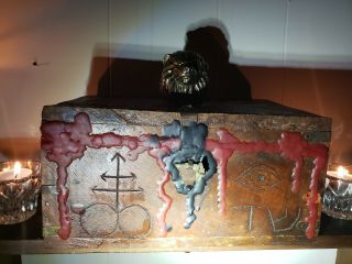 Antique Dybbuk Box - Metal Lion Head - Hebrew & Symbolism - W Strange Wax 2
