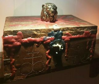Antique Dybbuk Box - Metal Lion Head - Hebrew & Symbolism - W Strange Wax 3