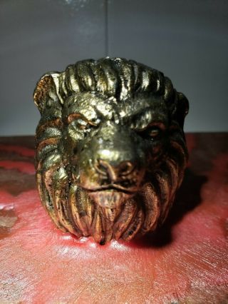Antique Dybbuk Box - Metal Lion Head - Hebrew & Symbolism - W Strange Wax 6