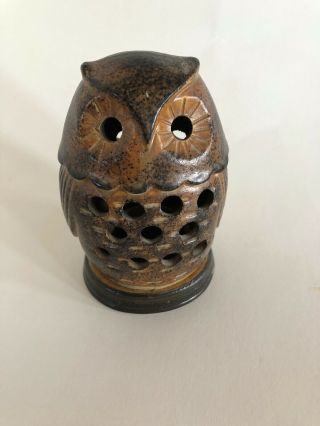 Vintage Ceramic Two Sided Owl Tea Light Votive Candle Holder Japan