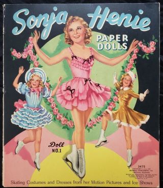 Sonja Henie Un - Cut Paper Doll Book W Outfits From Her Films & Ice Shows - 1939
