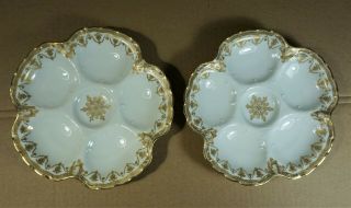 2 Antique Oyster Plates Haviland & Co Limoges For D.  B.  Bedell & Co Fifth Ave,  Ny