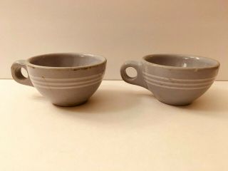 Antique Vintage Buffalo Blue Gray Lune Diner Ware Cups From The1930s - 40s (2)