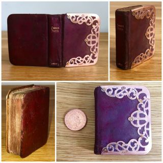 C1898 Small Mini Pocket Antique Book Of Common Prayer Old Leather Finger Bible