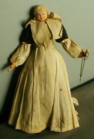 Antique Nun Doll - 11 " Saroff Character Monastic - Little Sister Poor - 11 Em