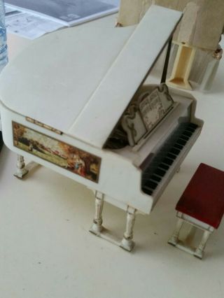 Vintage Dollhouse Furniture Ideal Petite Princess Royal Grand Piano & Bench