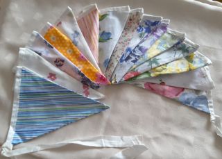 Vintage Style D/sided Cotton Bunting Shabby Chic 15 Flags 2.  5m Long Approx Party