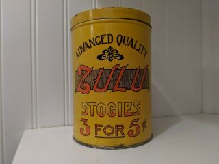 Zulu Cigar Tobacco Tin Antique Advertising Stogie Can Pennsylvania