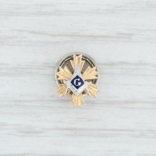 Blue Lodge Masonic Lapel Pin - 14k Yellow Gold Freemason Screwback