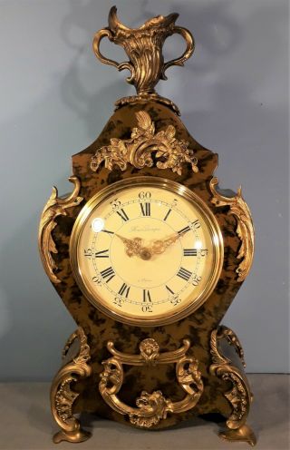 Vintage French Hour Lavigne A Paris Mantel Clock,  Ormolu And Turtle Shell Finish