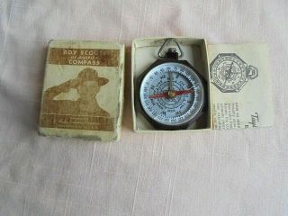 Vintage Officical Boy Scout Bsa Taylor No.  1075 Compass In Orig Box W/ Paperwork