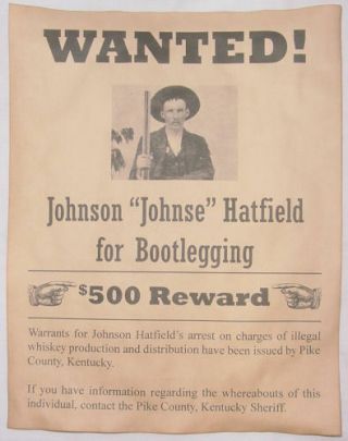 Set of 4 Moonshine Wanted Posters Popcorn Sutton,  Johnse Hatfield,  more 3