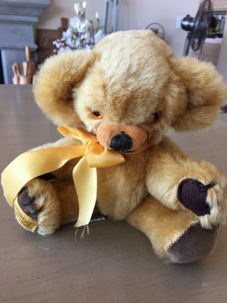 Vintage 1980s Mohair Merrythought Cheeky Teddy Bear England Bells In Ears 8 In