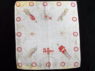 Ww1 Printed Handkerchief Antique World War One Regimental Soldiers C1914