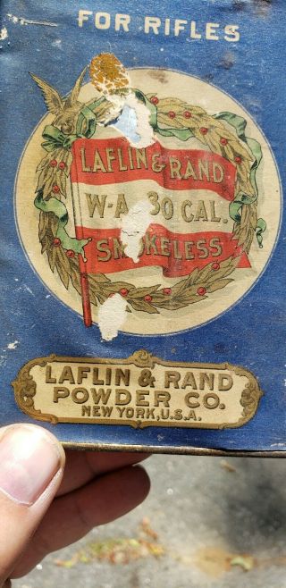 Antique Vintage Laflin And Rand Powder Tin 30 Cal 3
