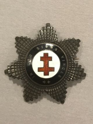 Masonic Brest Star In Hoc Signo Vinces Knights Templar Sterling Silver Badge