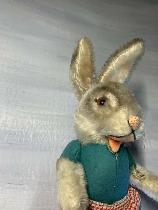RARE Vintage German STEIFF Dressed Girl Bunny Easter Rabbit “Nikili” 1945 - 1952 4