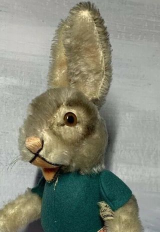 RARE Vintage German STEIFF Dressed Girl Bunny Easter Rabbit “Nikili” 1945 - 1952 6
