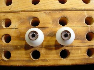 A Pair Vintage Doll Glass Eyes 18 Mm For Bisque Doll Doctor Age 1910 Art 3024