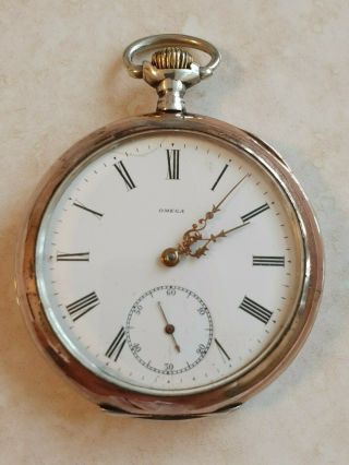 Antique Omega Grand Prix Paris 1900 Silver Pocket Watch