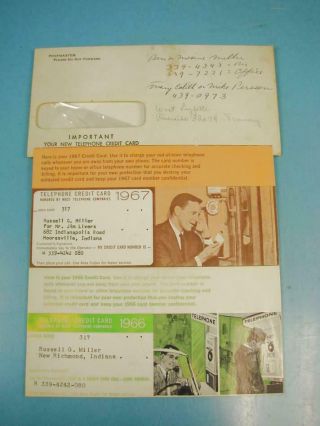 Vintage Early 1966 And 1967 Telephone Credit Charge Cards Phonecards W/ Envelope