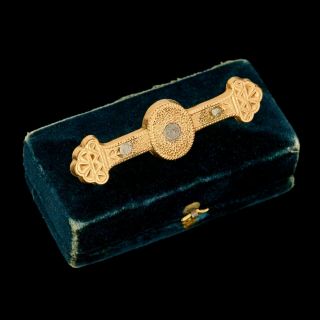 Antique Vintage Nouveau 14k Rose Gold Filled Gf Chased Geometric Bar Pin Brooch