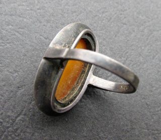 Natural Antique Butterscotch Egg Yolk Baltic Amber Sterling Silver Ring 5.  6g. 5