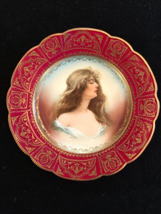 Royal Vienna Antique Hand Painted Cabinet Portrait Plate " Constance "