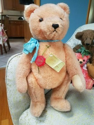 Vintage Teddy Bear Hermann Jointed West Germany 16 Inch Tags