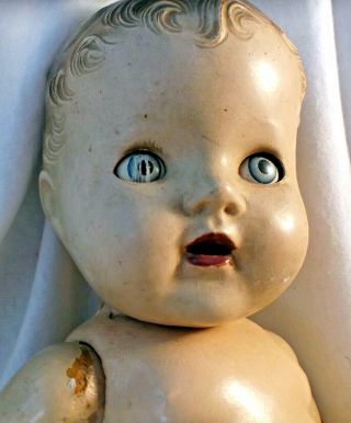 Antique Composition Baby Doll with Tin Eyes and 2 Outfits 3