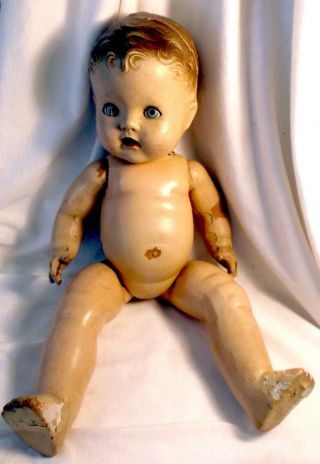 Antique Composition Baby Doll with Tin Eyes and 2 Outfits 4