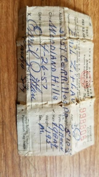 1957 California Fishing License Angling License pin vintage collectables tackle 3