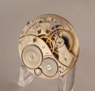 96 Years Old Running Movement And Dial Elgin 15 Jewels Open Face Size 12s