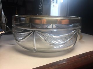 Cut Glass And Hallmarked Solid Silver Rim Friut/punch Centrepiece Bowl