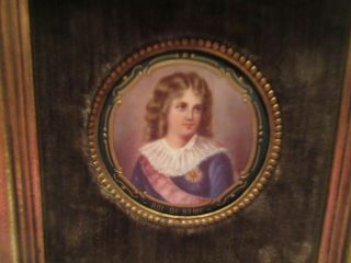Vintage French H.  P.  Miniature Portrait Of Roi De Rome (king Of) Gilded & Beaded