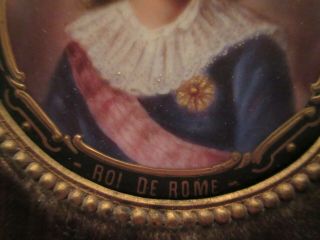 Vintage French H.  P.  Miniature Portrait Of Roi De Rome (King of) Gilded & Beaded 3
