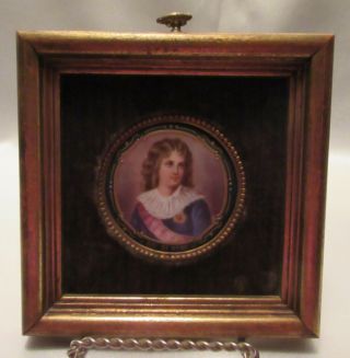 Vintage French H.  P.  Miniature Portrait Of Roi De Rome (King of) Gilded & Beaded 4